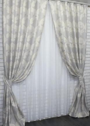 Комплект готових штор, із тканини льон блекаут рогожка, колекція "корона марія". колір...
