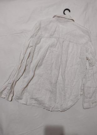 Рубашка 020523//h&m-linen сорочка блуза блузка беж довга 100% льон розмір s7 фото