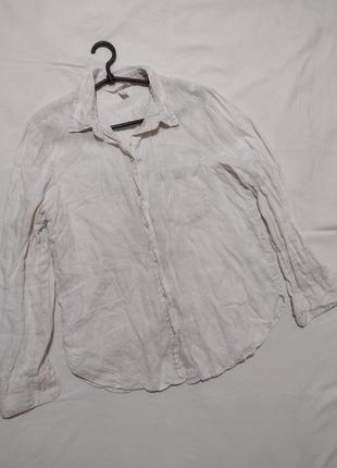 Сорочка 020523// h&m-linen сорочка блуза блузка пог 54 беж довга 100% льон розмір s5 фото