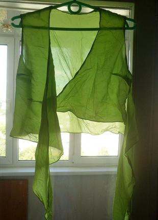 Крепдешиновая зелёная блузка на запах 36-38р.2 фото