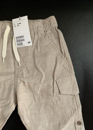 Легенькі бавовняні штани-шорти h&m , на 12-18 міс.3 фото
