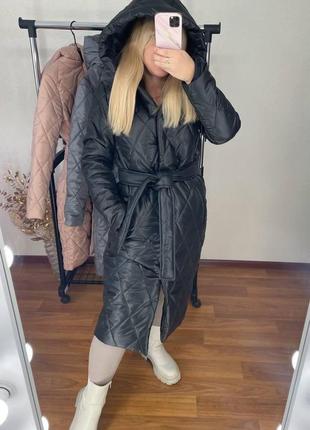 Жіноча зимова довга куртка плащівка на синтепоні 200 розміри норма й батал6 фото