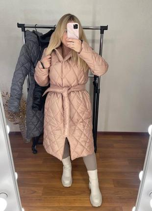 Жіноча зимова довга куртка плащівка на синтепоні 200 розміри норма й батал3 фото