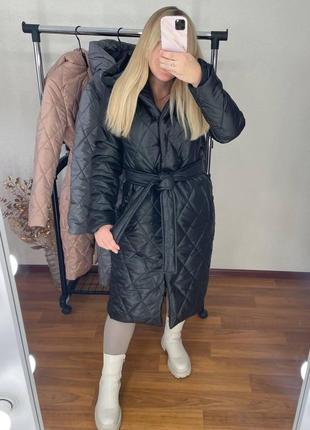 Жіноча зимова довга куртка плащівка на синтепоні 200 розміри норма й батал5 фото