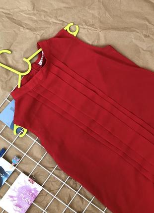 Шифоновая красная блузка без рукавов2 фото