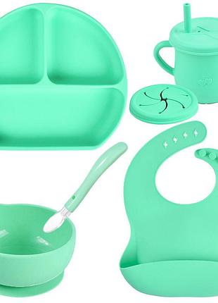 Набор детской силиконовой посуды 2lie y13 из 6 предметов мятный n-11369