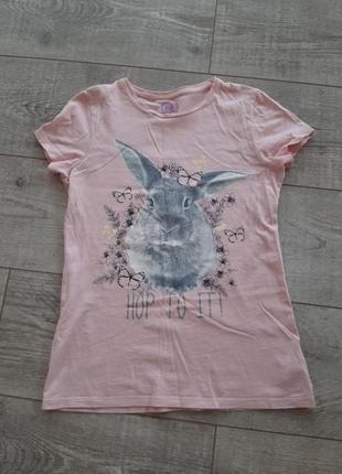 F&f h&m c&a next zara mango пудровая футболка топ футболка с кроликом на р.140 - 146 см