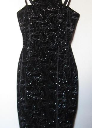 Вечернее платье черный стрейч-велюр в блестках1 фото