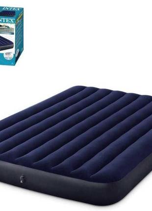 Двомісний надувний матрац intex 64759 classic downy airbed (розмір 203*152*25 см)1 фото