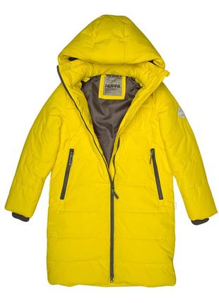 Пальто зимнее для девочек huppa nina желтый, р.152 (12590030-70002-152)4 фото