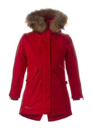 Парка зимняя для девочек пальто длинная куртка huppa vivian 1 красный 12490120-70004