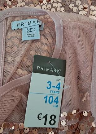 Платье паетки primark 3-4г нарядное платье primark6 фото