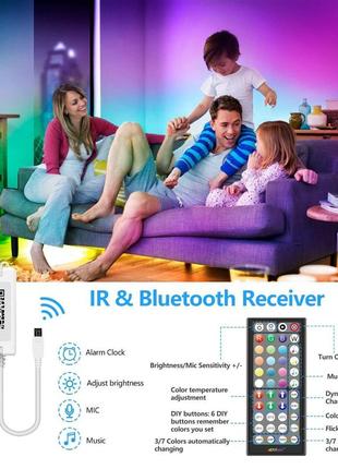 Світлодіодна стрічка mexllex 10m (1 рулон), світлодіодна стрічка bluetooth rgb з керуванням через додаток6 фото