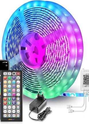 Світлодіодна стрічка mexllex 10m (1 рулон), світлодіодна стрічка bluetooth rgb з керуванням через додаток1 фото