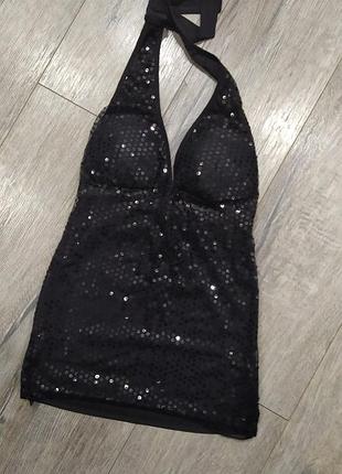 38/s tally weijl, черная блузка, майка с пайетками и вкладышами