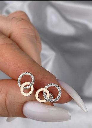 Серебряно-золотые серьги