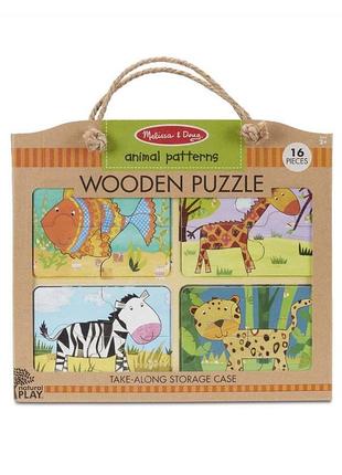 Деревяные пазлы в футляре животные melissa&doug md31362