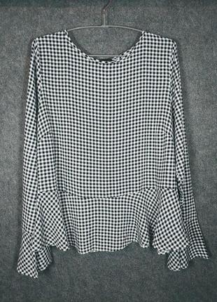 Элегантная блуза из вискозы в черно-белую клетку 48-50 размера5 фото