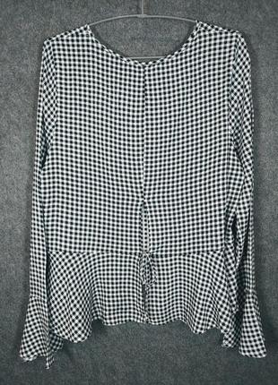 Элегантная блуза из вискозы в черно-белую клетку 48-50 размера6 фото
