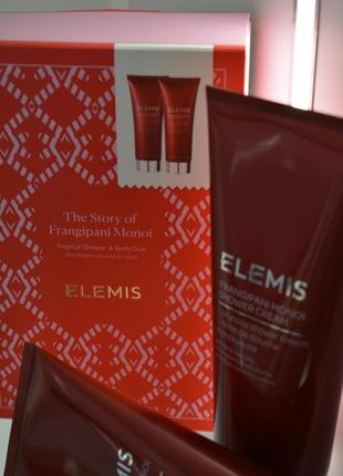Elemis the story of frangipani monoi gift set - вишуканий тропічний дует для душу та тіла франжипані2 фото