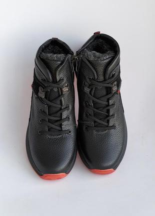 Зимові підліткові чорні черевики для хлопчиків,шкіряні/натуральна шкіра,вовна-взуття на зиму4 фото