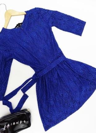Женское праздничное платье синего цвета с блестками со средним рукавом от бренда fashion2 фото