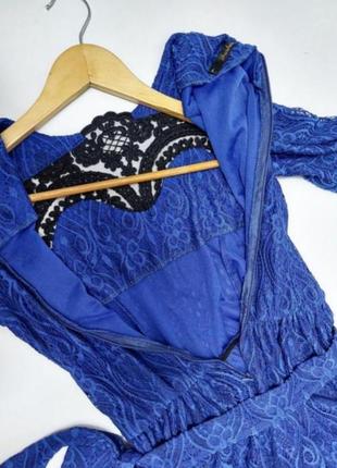 Женское праздничное платье синего цвета с блестками со средним рукавом от бренда fashion4 фото