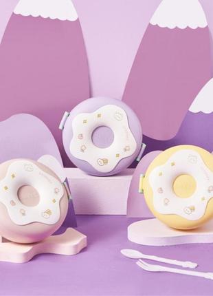 Круглий ланчбокс із приладами donut 1000 мл, фіолетовий5 фото