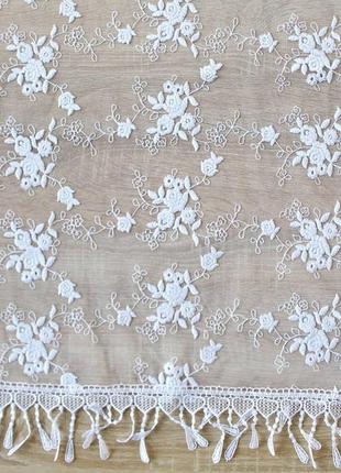 Шарф белый ажурный, школьный, свадебный. туреченья