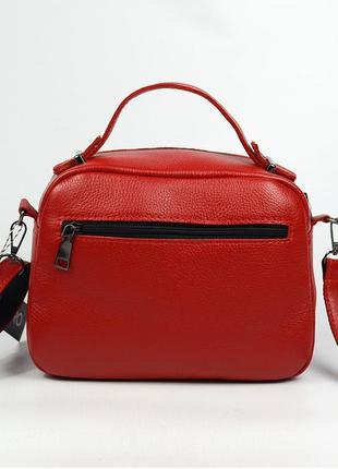 Красная кожаная женская сумочка кросс боди на плечо, молодежная мини сумка из натуральной кожи3 фото