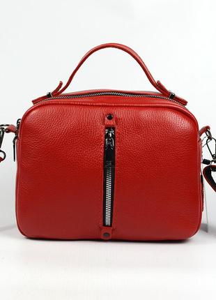 Красная кожаная женская сумочка кросс боди на плечо, молодежная мини сумка из натуральной кожи4 фото