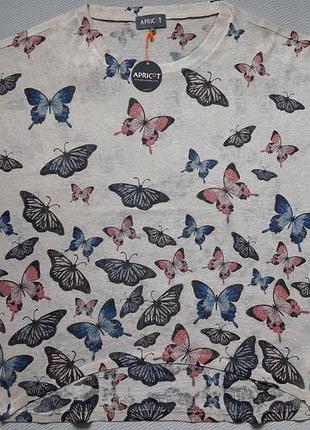 Суперова футболка оверсайз принт метелики apricot