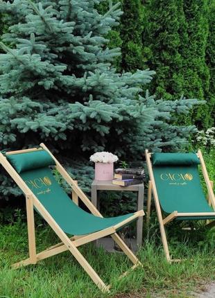 Раскладное деревянное кресло шезлонг с тканью, для дачи, пляжа или кафе.кресла садовые террасные деревянные.4 фото