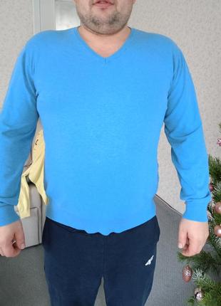 Кофта голубая полувер горловина на зуб свитер светофор мужской