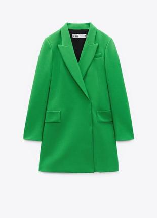 Платье-пиджак зелёное мини