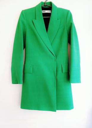 Платье-пиджак зелёное мини6 фото