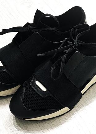Balenciaga 38 размер кроссовки race runner sneaker - black &amp; white