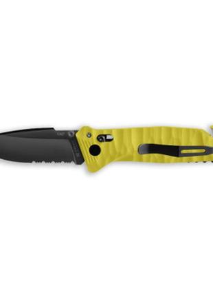 Нож tb outdoor "cac", nitrox, желтый, полусер., рельефн.pa6, стропорез, штопор, стеклобой