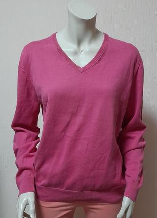 Стильный хлопковый пуловер розового цвета премиум бренда alan paine england