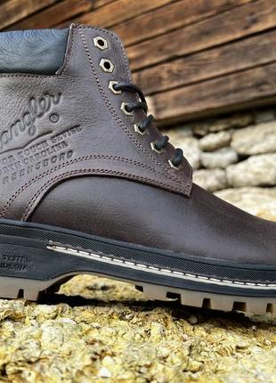 Зимние кожаные ботинки на меху wrangler aviator brown