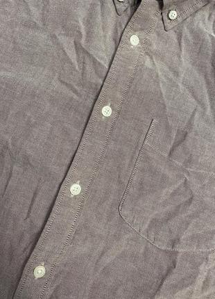 Мужская рубашка с коротким рукавом marks&spencer (маркс и спенсер лрр идеал оригинал сиреневая)4 фото