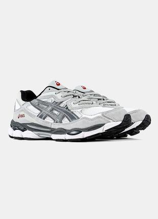 Всесезон мужские кроссовки asics gel nyc white steel grey2 фото