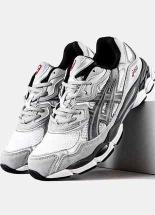 Всесезон мужские кроссовки asics gel nyc white steel grey6 фото