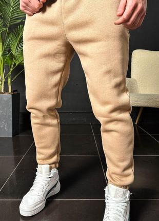 Штаны спортивные тёплые мужские на флисе укороченные