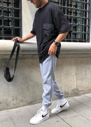 Штаны спортивные тёплые мужские на флисе укороченные