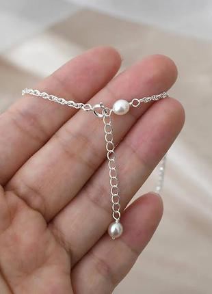 Срібний браслет анклет (браслет на щиколотку) з натуральними перлами6 фото