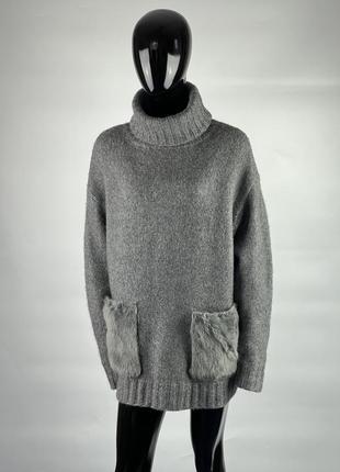 Теплый зимний свитер с горлом оверсайз