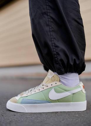 Nike blazer low77 vintage leather green beige1 фото