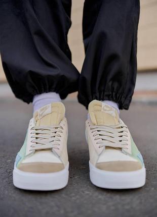 Nike blazer low77 vintage leather green beige4 фото