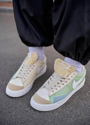 Nike blazer low77 vintage leather green beige2 фото